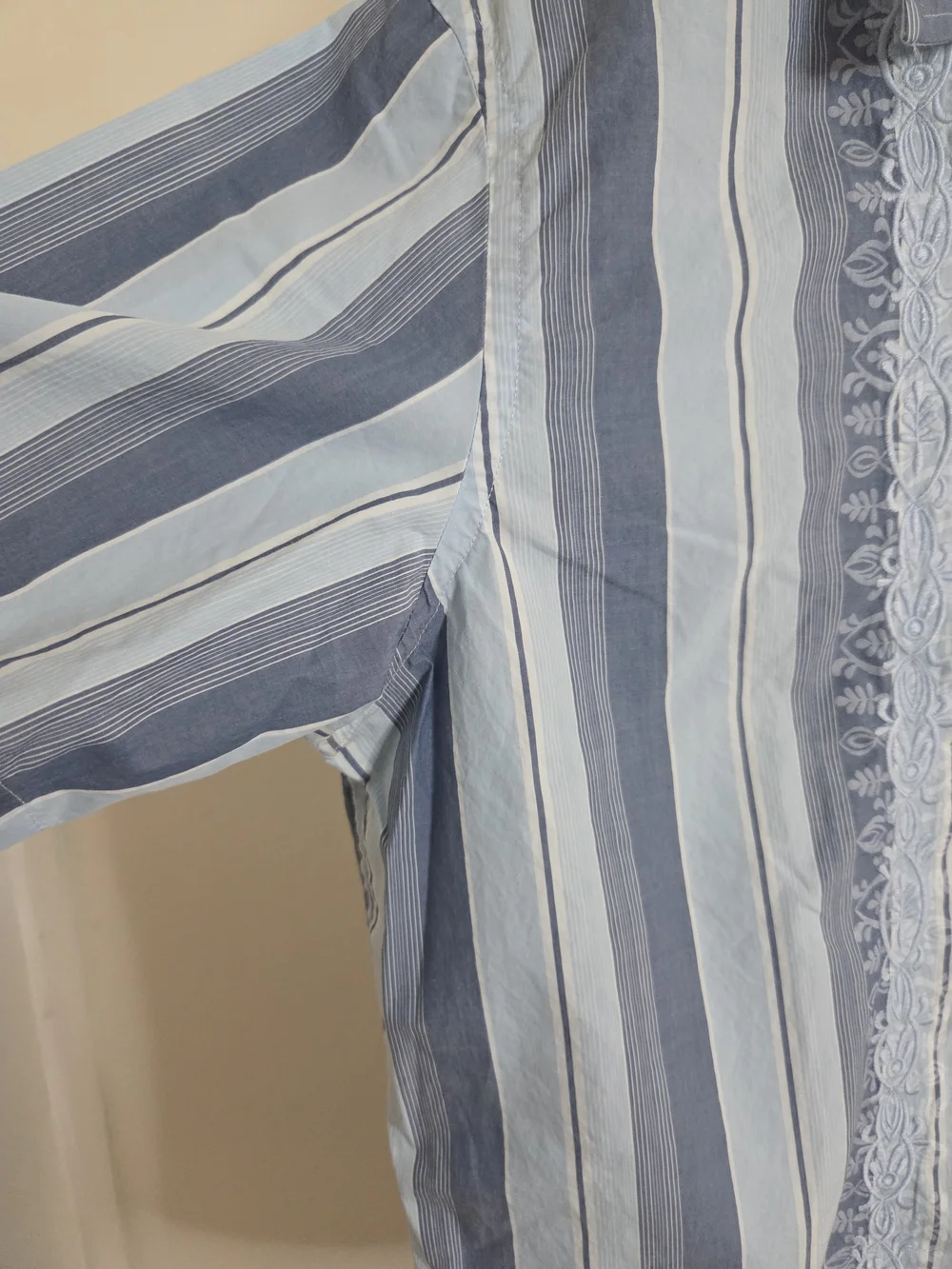 Men's Blue Striped Short-Sleeve Shirt by Banana Republic